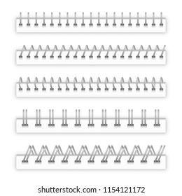 Set Spiral Binder.Spirals For Paper Sheets Isolated On White. Book Spine Made Out Of Plastic Spring.