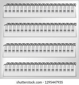 Set spiral binder.Spirals for paper sheets isolated on white. Book spine made out of plastic spring. 