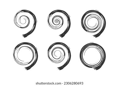 Set of Spiral Design Elements. Abstract Swirl Icons. Vector Art.