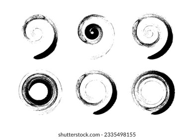 Set of Spiral Design Elements. Abstract Swirl Icons. Vector Art.