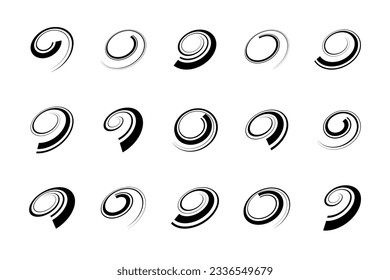 Set of Spiral Design Elements. Abstract Whirl Icons. Vector Art.