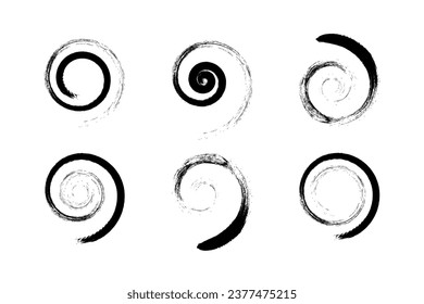 Set of Spiral Design Elements. Abstract Swirl Icons. Vector Art.