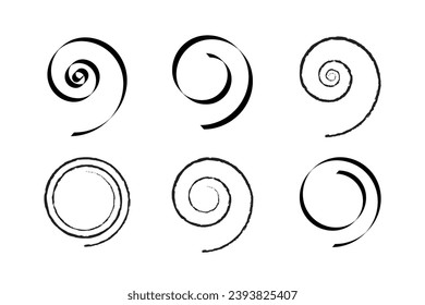 Set of Spiral Design Elements. Abstract Swirl Icons. Vector Art.