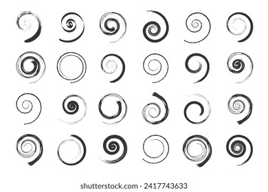 Set of Spiral Design Elements. Abstract Swirl Icons. Vector Art.