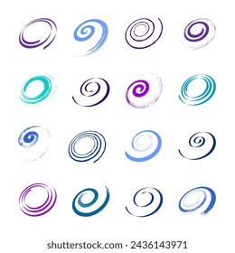 Set of Spiral Design Elements. Abstract Swirl Icons. Vector Art.