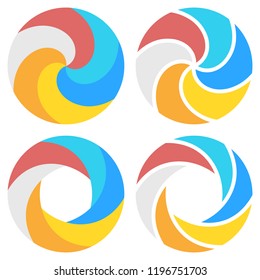 Set of spiral elements template for round infographics. Vector illustration.