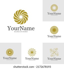 Set of Spiral Logo Design Template. Hurricane cyclone wind logo concept vector. Creative Icon Symbol