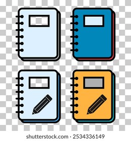 Set of Spiral notebook icon, paper blank page symbol, note web vector illustration .