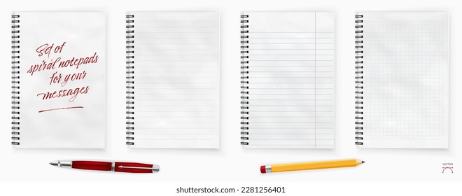 Set of spiral notepads for your message - vector illustration