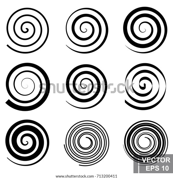 Set Spiral Silhouette Black Circle Form Stock Vector (Royalty Free ...