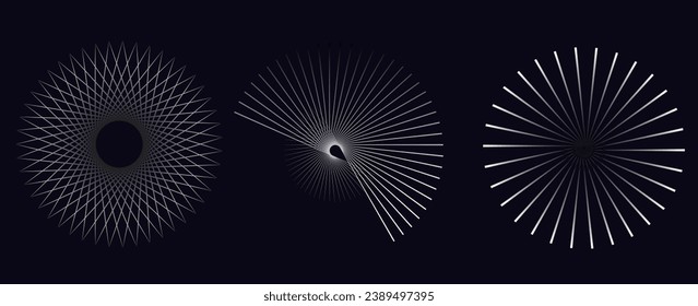 Set of spiral sound wave rhythm lines dynamic abstract vector background