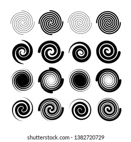 Set of spiral and swirl. Different shapes collection. vector illustration.
