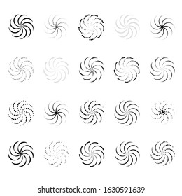 Set of spiral and swirl. Different shapes collection. Vector illustration.
