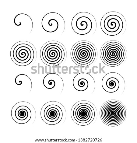 Set of spiral and swirl. Different shapes collection. vector illustration.