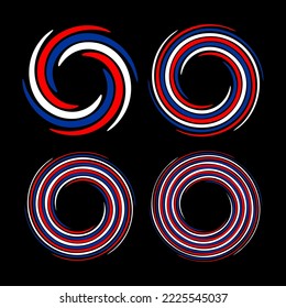 set of spiral and swirl motion elements, vector image