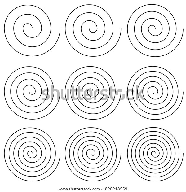 Set Spirals Different Number Turns Scroll Stock Vector (Royalty Free ...