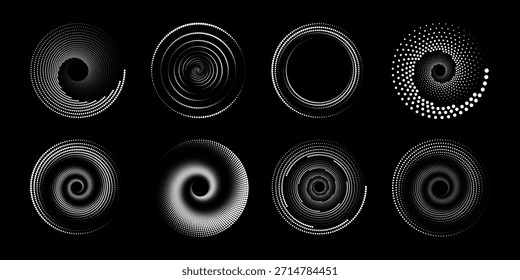 Conjunto de espirales Ilustración vectorial de remolino