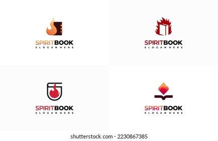 Set of Spirit Book logo designs, Motivation Book logo designs, education symbol