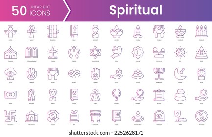 Set of spiritual icons. Gradient style icon bundle. Vector Illustration