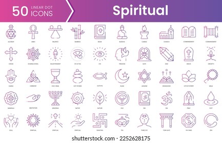 Set of spiritual icons. Gradient style icon bundle. Vector Illustration