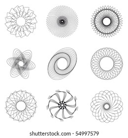 Set of spirograph for design (9 elements) - vector illustration