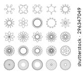 Set of spirograph elements. Collection of abstract shapes for design. Vector illustration.