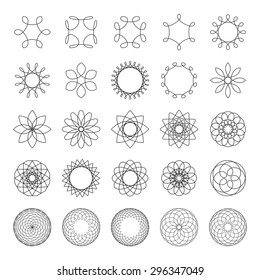 Colored Patterns Like Spirograph Drawings Isolated Vector