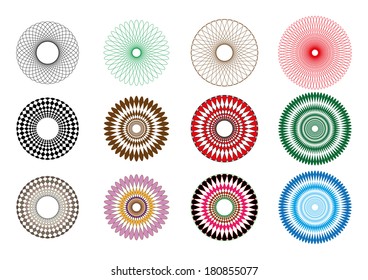 A set of spirograph spirals