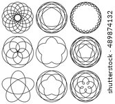 Set spirographic elements for design of labels, stickers, badges or logo. Vector illustration