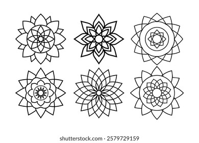 Set of Spirtual mandala vector illustration