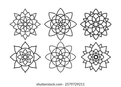 Set of Spirtual mandala vector illustration