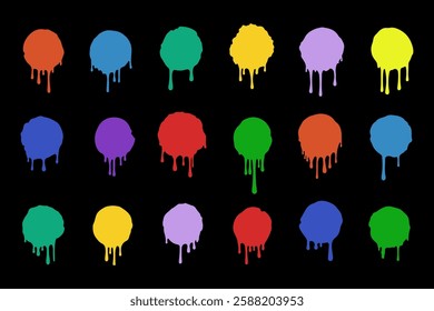 Set splash color paint. Spray paint blot element.Colorful ink stains mess.Colorful paint splatters.