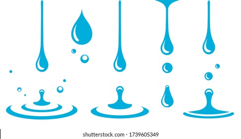 set of splash icons, drops and bubbles