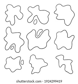 Set of splash icons isolated on white background. Uneven shapes. Cute smears, creative blots, spatters.