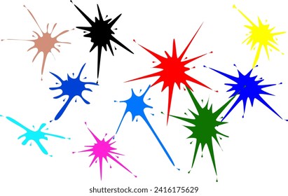 set of splash paint with several colors