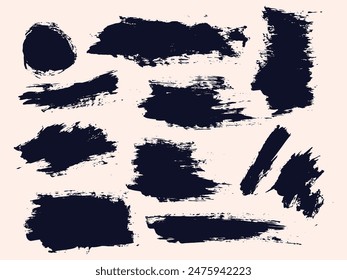 Set of splash texture black color splatter brush stroke background set