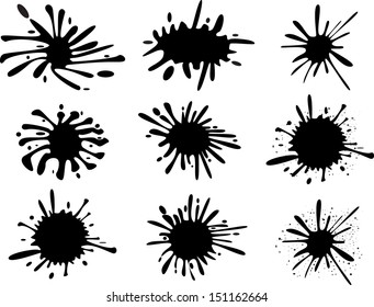 Set of splashes illustrated on white