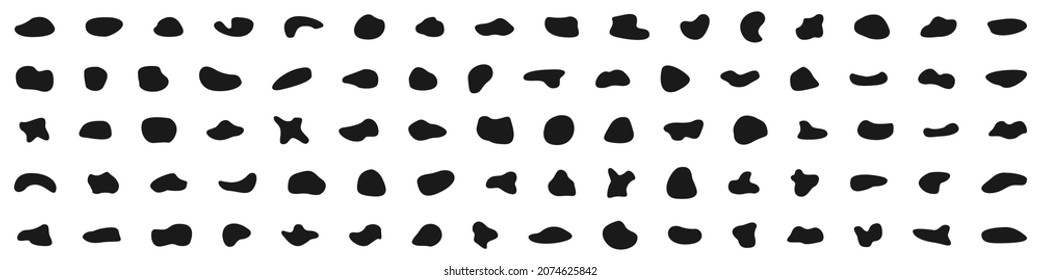 Set of splashes and puddles. Spilled liquids of different colors. Vector illustration