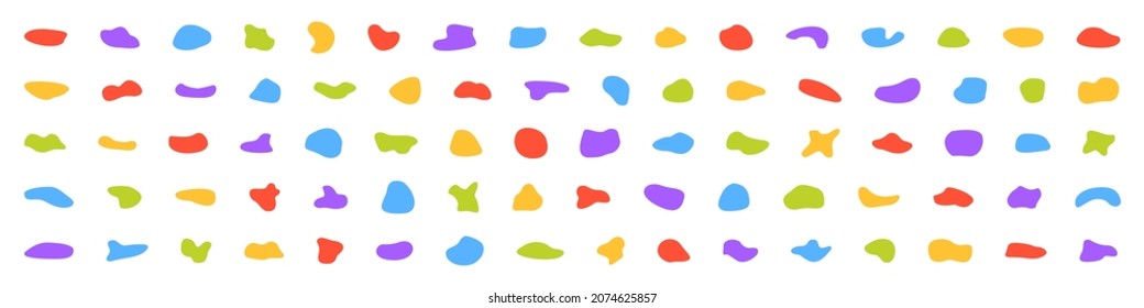 Set of splashes and puddles. Spilled liquids of different colors. Vector illustration