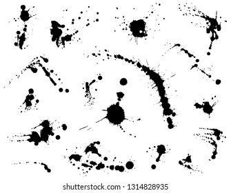 Set of splashes and stains. Splash, drops and ink blots. Grunge elements isolated on white background