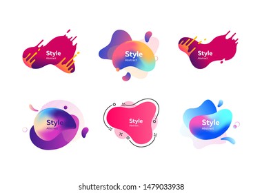 Set of splashing abstract graphic elements. Design background with flowing shapes. Vector illustration. Can be used for advertising, marketing, presentation