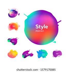 Set of splashing abstract graphic elements. Design background with flowing shapes. Vector illustration. Can be used for advertising, marketing, presentation