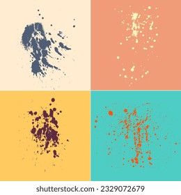 Conjunto de fondo salpicado. Coloridas salpicaduras de pintura. Ilustración vectorial para su diseño. Fondo de color de las salpicaduras de pintura. Resumen del fondo de color de la bandeja.