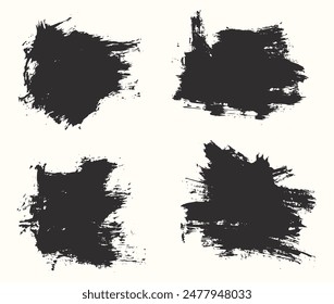 Set of splatter black color ink vector brush stroke texture