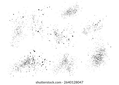 Set of splatter black grunge texture vector blood background