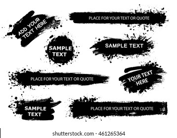 Set of Splatter Hand Drawn Paint Texture . Black Spray Blot of Ink and brush strokes. Place for text. Artistic banner.