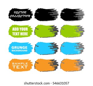 Set of Splatter Hand Drawn Paint Texture . Black Spray Blot of colorful Ink and brush strokes. Place for text. Artistic banner. Grunge spots in 4 color shades