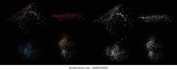 Set of splatter red blood, blue, green, orange and white color grunge texture crime vector