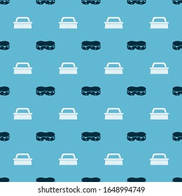 Set Sponge  and Brush for cleaning  on seamless pattern. Vector