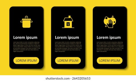 Set Sponge, House and Cooking pot. Business infographic template. Vector